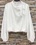 E841 Italian Classic White Bow-Tie Blouse LOOWIE
