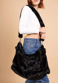 MCFBBK Black Faux Fur Fun Bag with Double Handle