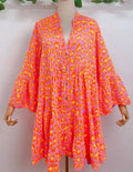 SVO25 Orange One Size Italian Leopard Short Printed Dress