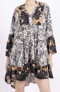 HL1BL Italian One Size Black Leopard Flowing Dress LOOWIE