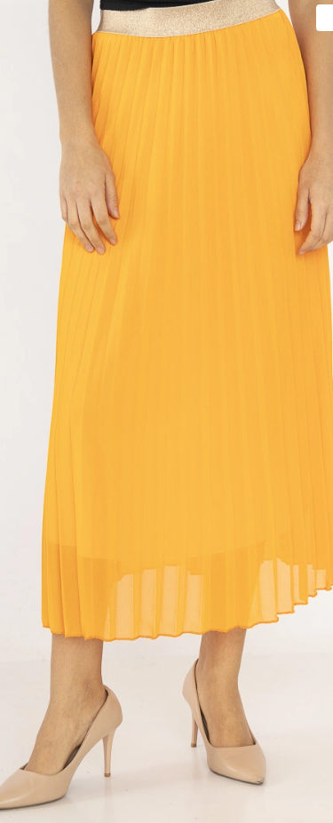 LUIYE Yellow One Size Pleated Skirt w/Gold Elastic LOOWIE