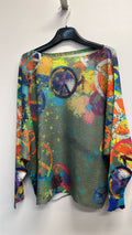 VIPLO Peace and Love Olive Round Neck Knit Printed Sweater