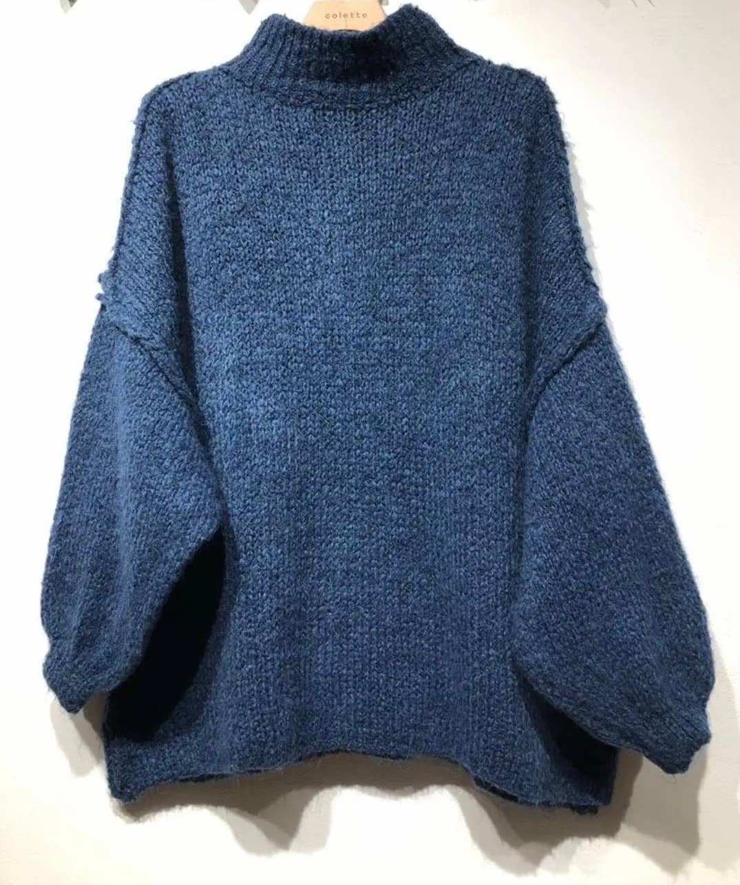 MA19503 Denim Turtleneck Cozy Warm Knitted Sweater Loowie