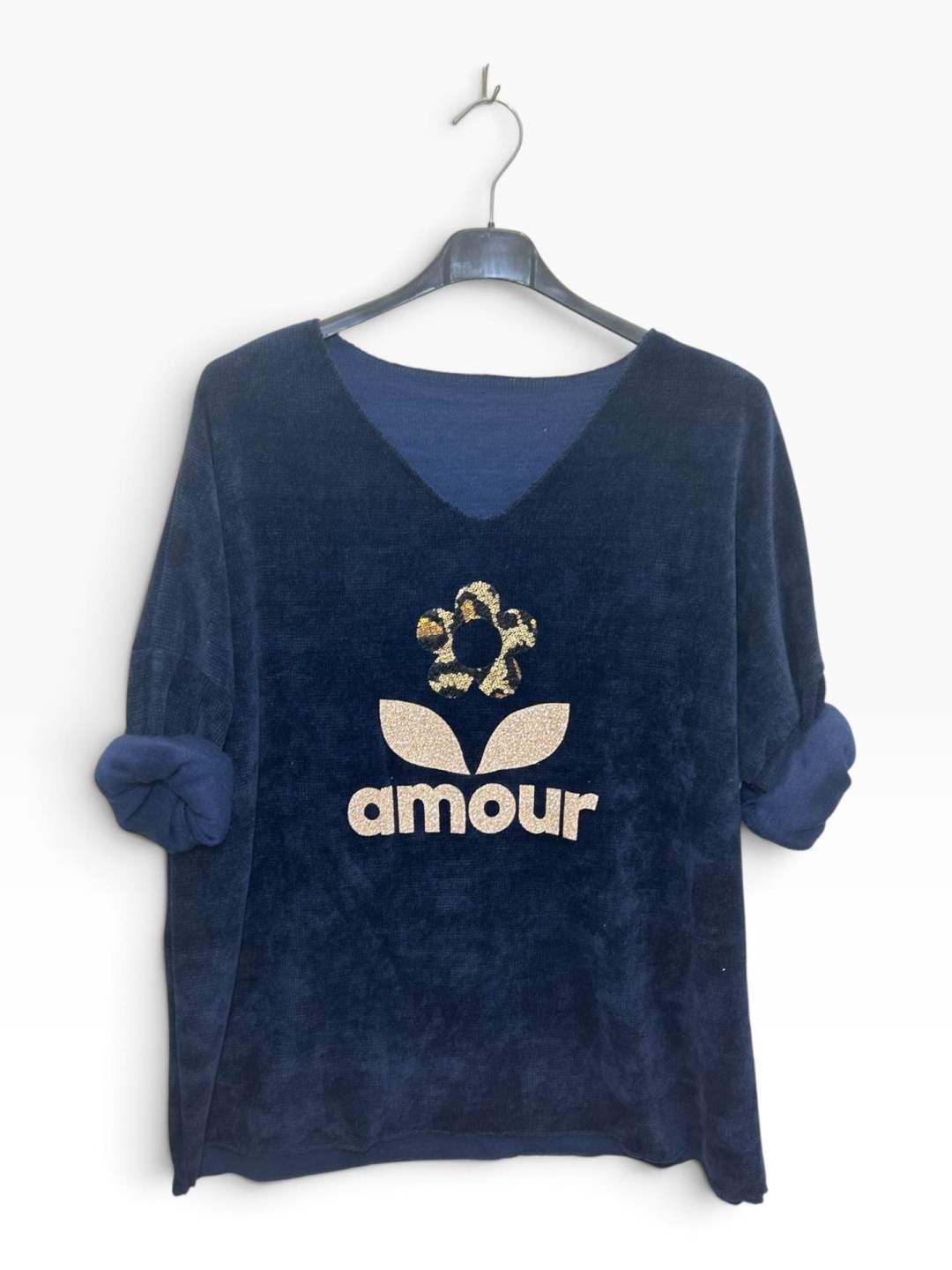 VM96 Navy Sequin Amour Sweater