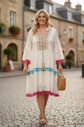 EFPSMDFU Plus Size Midi Dress Fuchsia