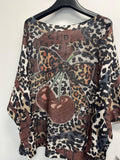 VICHC Choco Leopard Bow Round Knit Printed Sweater
