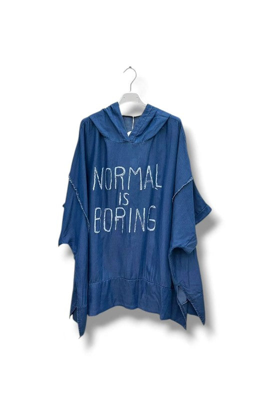 EFPSLYDB Plus Size Lyocell Top Denim Blue