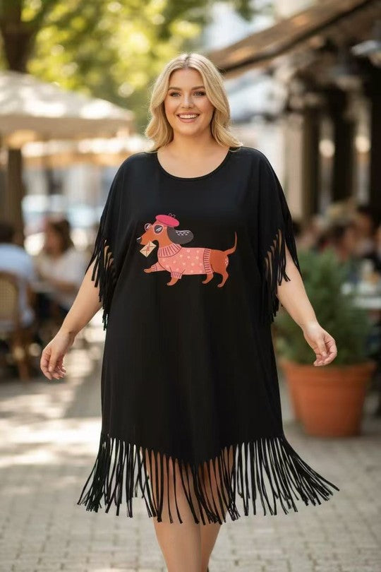 EFPSCDBK Plus Size Cotton Stretch Dress Black