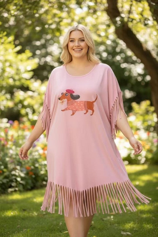 EFPSCDBLU Plus Size Cotton Stretch Dress Blush