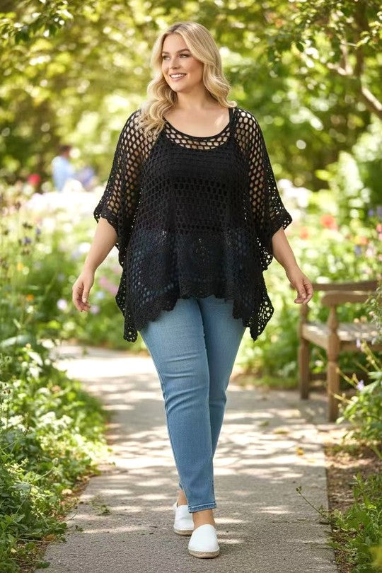EFPSCTBK Plus Size Cotton Top Black