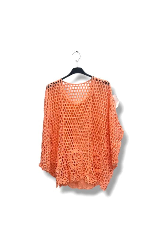 EFPSCTOR Plus Size Cotton Top Orange