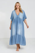 EFPSTDJB Plus Size Tencel Dress Jean Blue