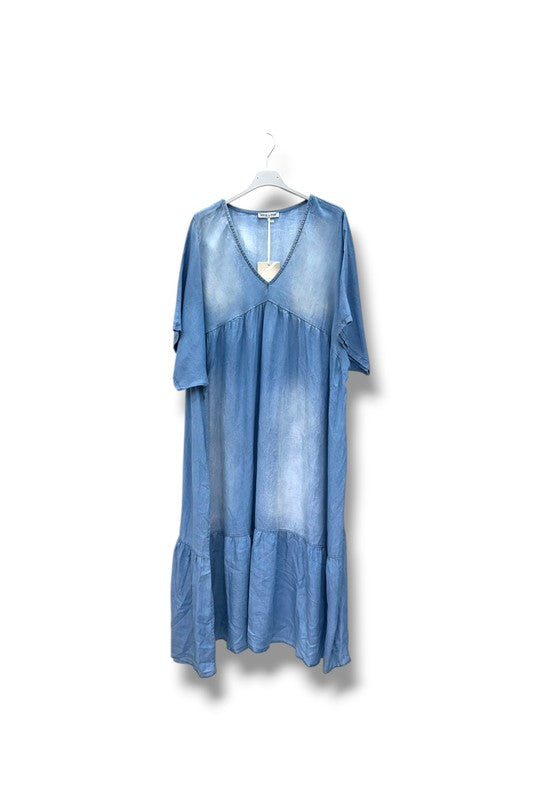 EFPSTDJB Plus Size Tencel Dress Jean Blue