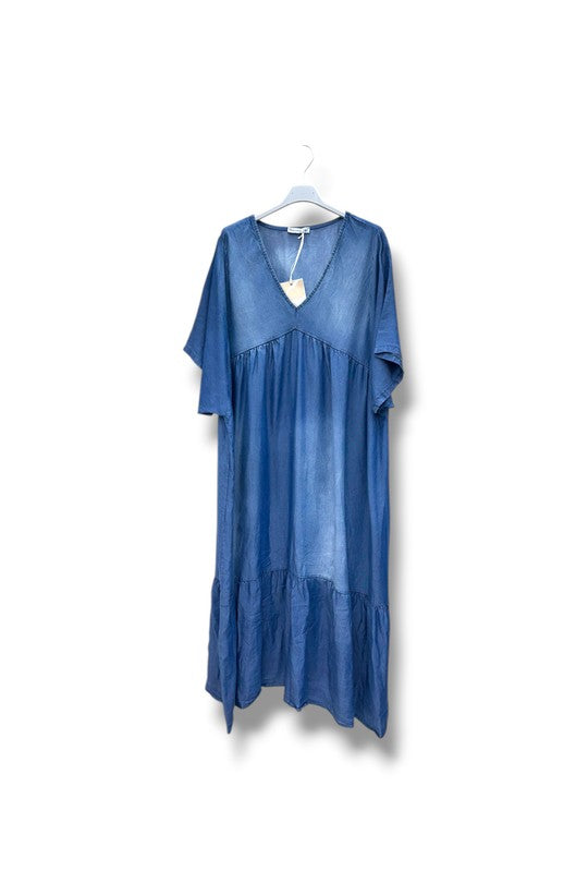 EFPSTDDB Plus Size Tencel Dress Denim Blue