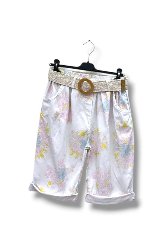 EFPSCRWH Plus Size Cropped Pants White