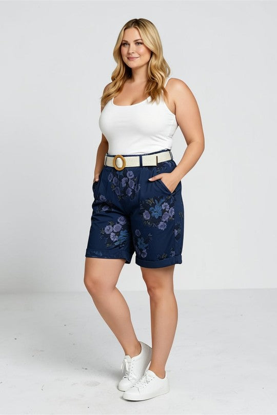EFPSCRNV Plus Size Cropped Pants Navy