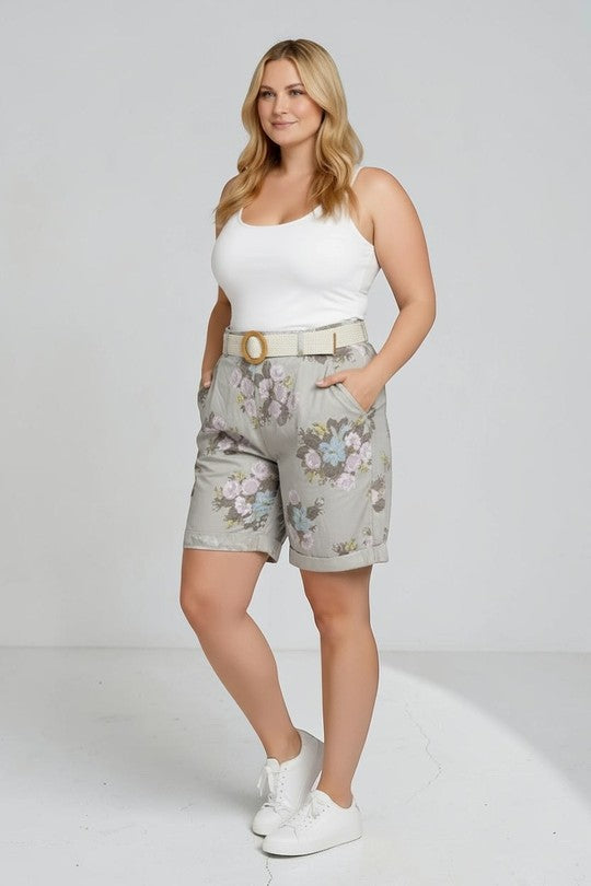 EFPSCRBG Plus Size Cropped Pants Beige