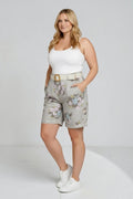 EFPSCRBG Plus Size Cropped Pants Beige
