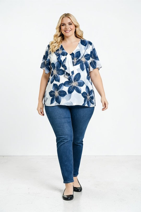 EFPSETNV Plus Size Stretch Top Navy