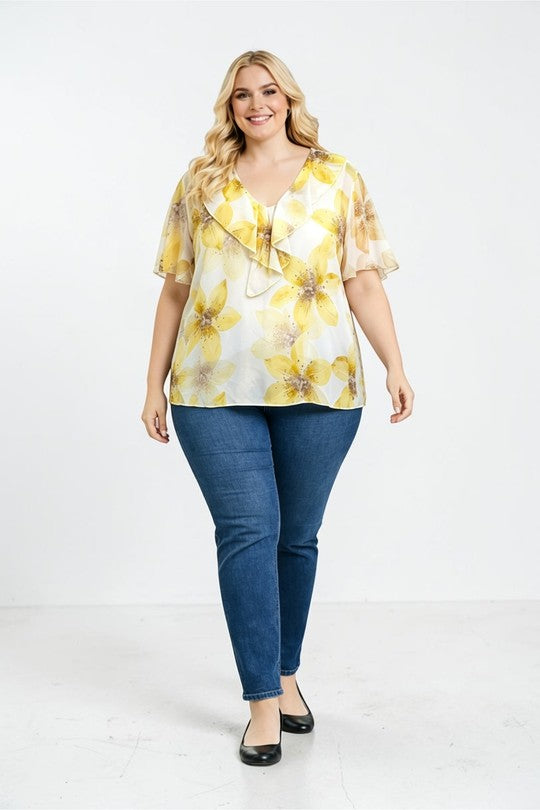 EFPSETYL Plus Size Stretch Top Yellow