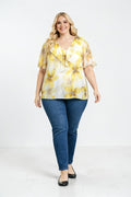 EFPSETYL Plus Size Stretch Top Yellow
