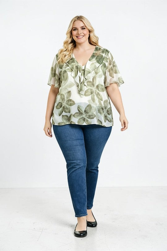 EFPSETKH Plus Size Stretch Top Khaki