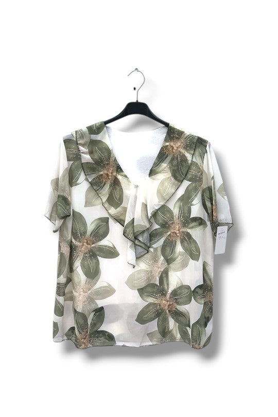 EFPSETKH Plus Size Stretch Top Khaki