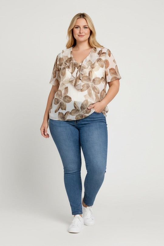 EFPSETTP Plus Size Stretch Top Taupe