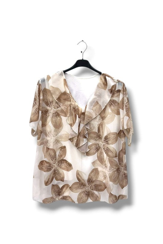 EFPSETTP Plus Size Stretch Top Taupe