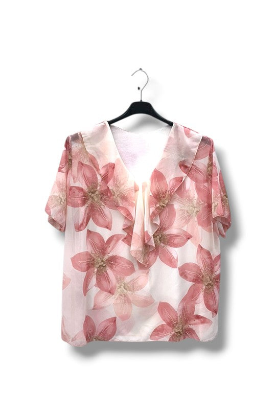 EFPSETPK Plus Size Stretch Top Pink