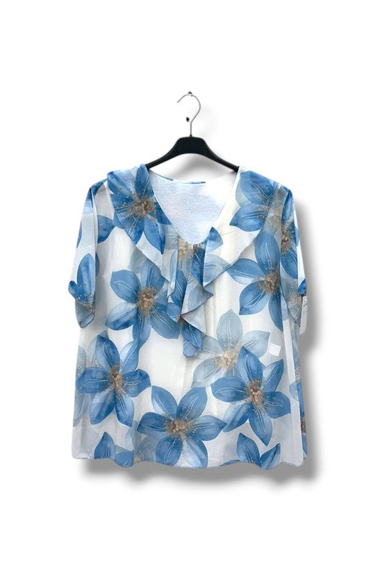 EFPSETSB Plus Size Stretch Top Sky Blue