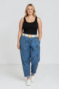 EFPSCCNV Plus Size Cropped Capri Pants Navy