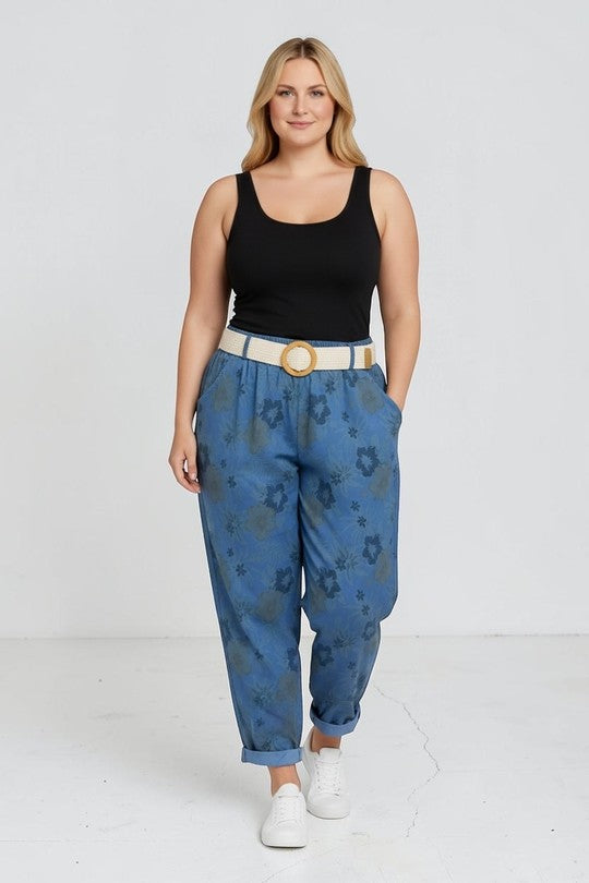 EFPSCCNV Plus Size Cropped Capri Pants Navy