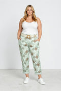 EFPSCCGW Plus Size Cropped Capri Pants Green Water