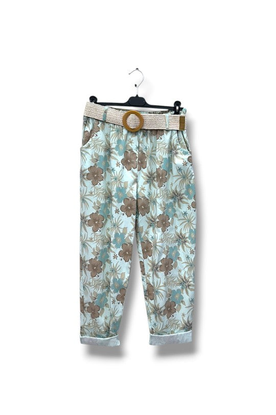 EFPSCCGW Plus Size Cropped Capri Pants Green Water