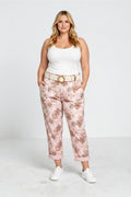 EFPSCCPK Plus Size Cropped Capri Pants Pink