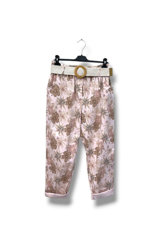 EFPSCCPK Plus Size Cropped Capri Pants Pink