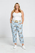 EFPSCCSB Plus Size Cropped Capri Pants Sky Blue