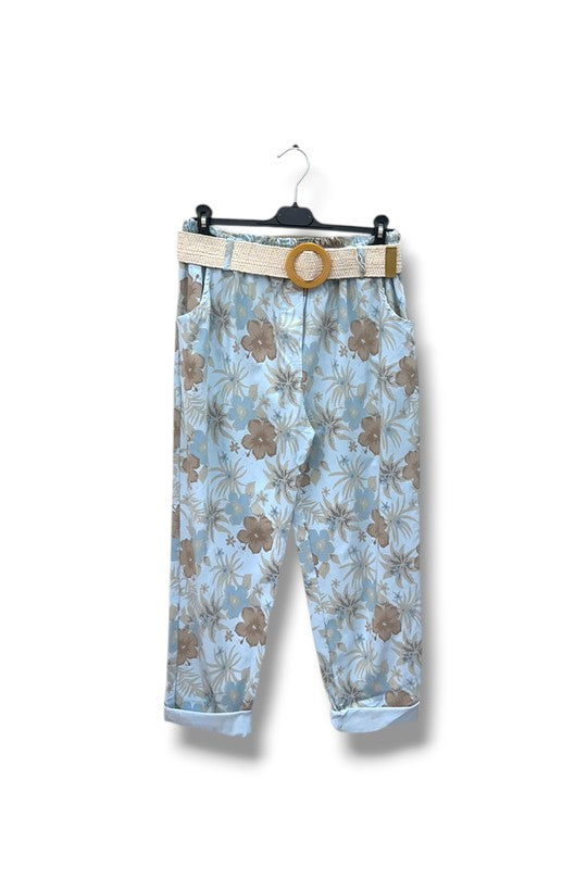 EFPSCCSB Plus Size Cropped Capri Pants Sky Blue