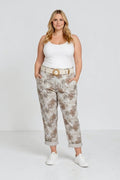 EFPSCCBG Plus Size Cropped Capri Pants Beige