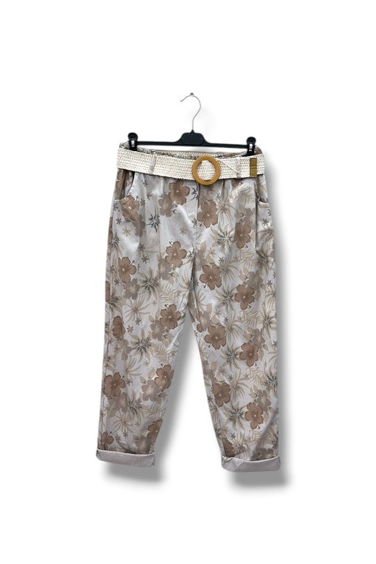 EFPSCCBG Plus Size Cropped Capri Pants Beige