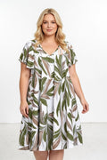 EFPSPDKH Plus Size Stretch Dress Khaki