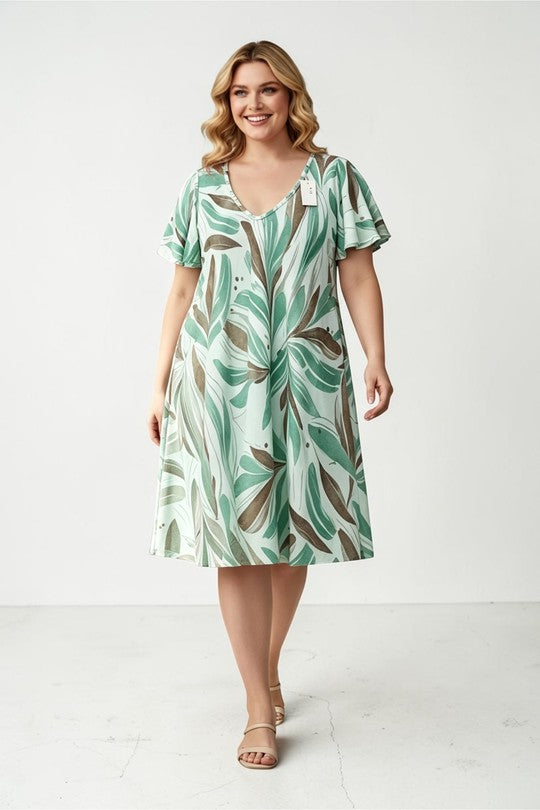EFPSPDTQ Plus Size Stretch Dress Turquoise