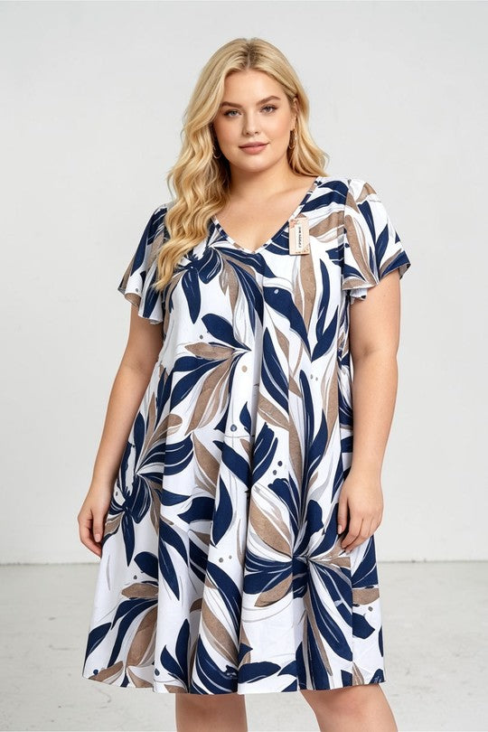 EFPSPDNV Plus Size Stretch Dress Navy