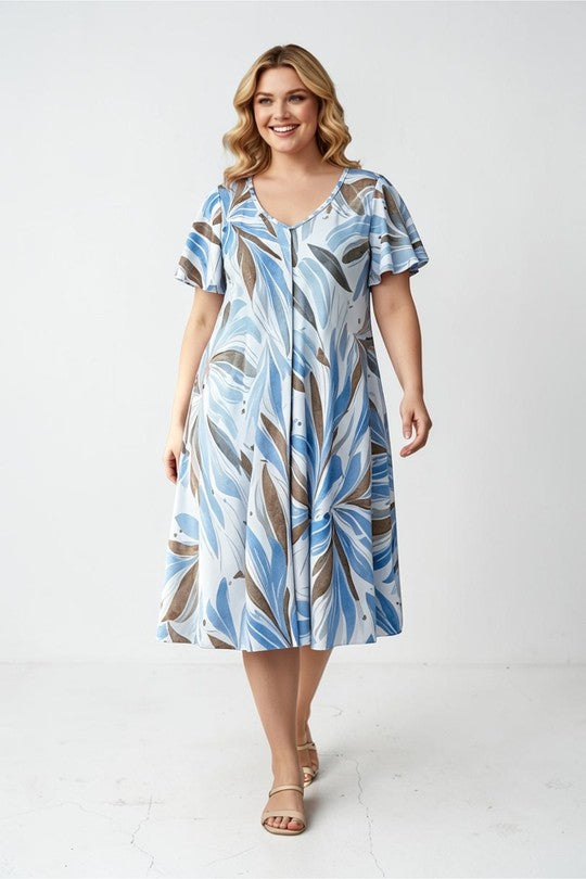 EFPSPDBL Plus Size Stretch Dress Blue
