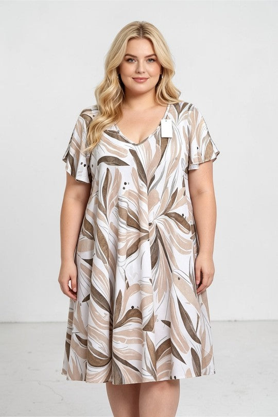 EFPSPDBG Plus Size Stretch Dress Beige