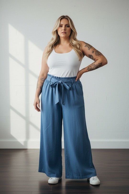 EFPSLTJB Plus Size Lyocell Trousers Jean Blue