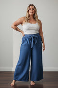 EFPSLTDB Plus Size Lyocell Trousers Denim Blue