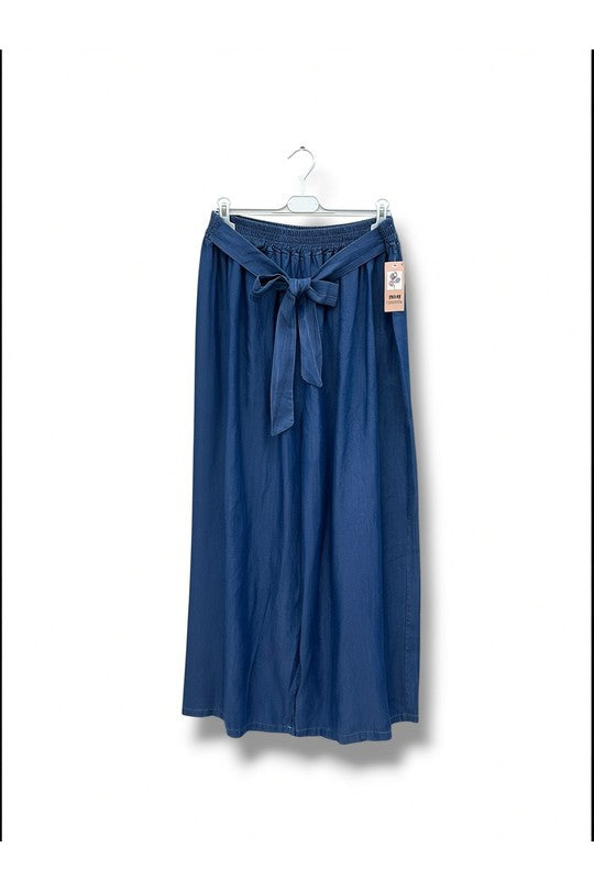 EFPSLTDB Plus Size Lyocell Trousers Denim Blue