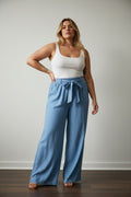EFPSLTLB Plus Size Lyocell Trousers Light Blue